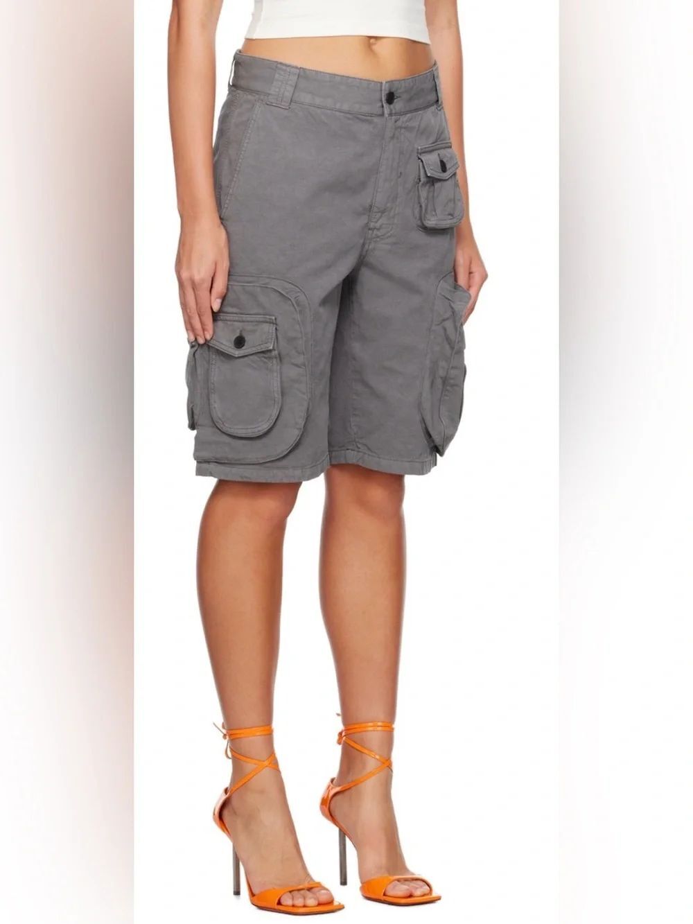 NWT Heron Preston Gray Cargo Bermuda Shorts size M $590